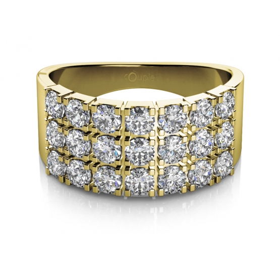 Moderní prsten Aki II, žluté zlato se zirkony