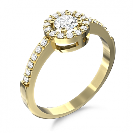 Oslnivý prsten Verity, žluté zlato se zirkony