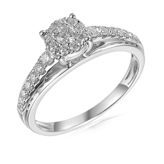 Honosný zásnubní prsten Serenity, bílé zlato s brilianty