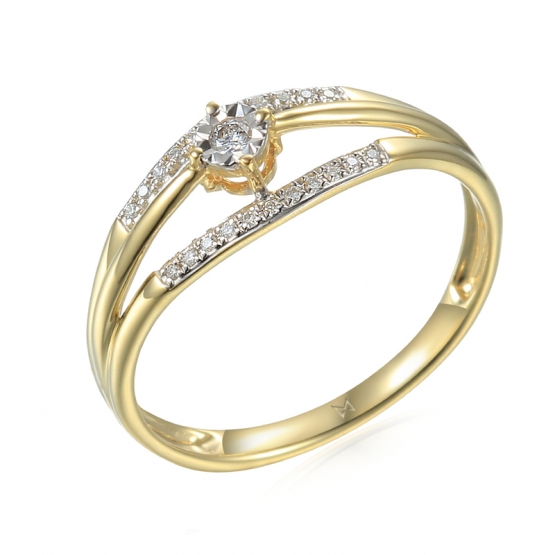 Diamantový prsten Akira ze žlutého a bílého zlata