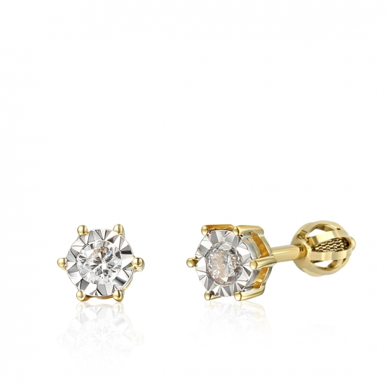 Gems, Diamantové peckové náušnice Aviva, kombinované zlato s brilianty