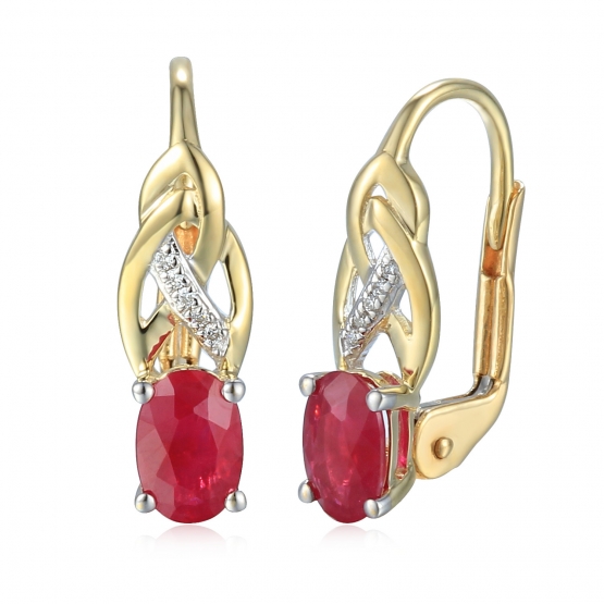 Gems, Originální náušnice Scarlet, kombinované zlato s brilianty a rubíny
