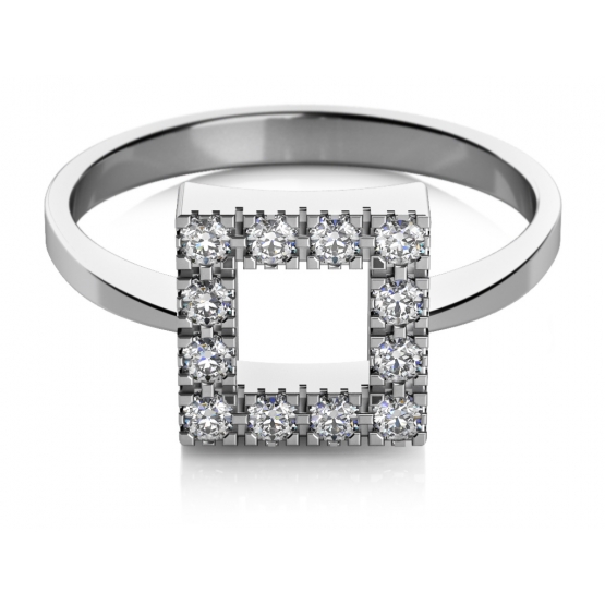 Couple, Minimalistický prsten Rea z bílého zlata se zirkony