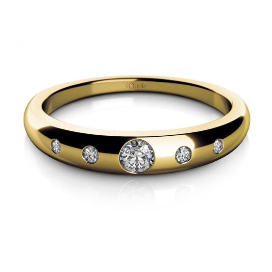 Couple, Decentní prsten Nika ze žlutého zlata se zirkony