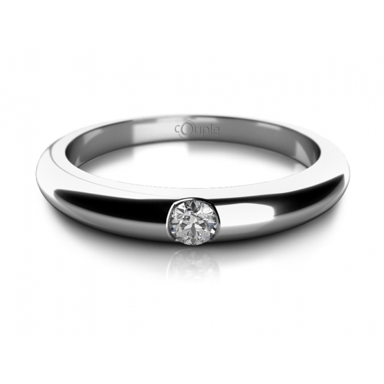 Couple, Decentní prsten Niko, bílé zlato a zirkon, vel.: 51, ø16,2 mm, 6860096-0-51-1