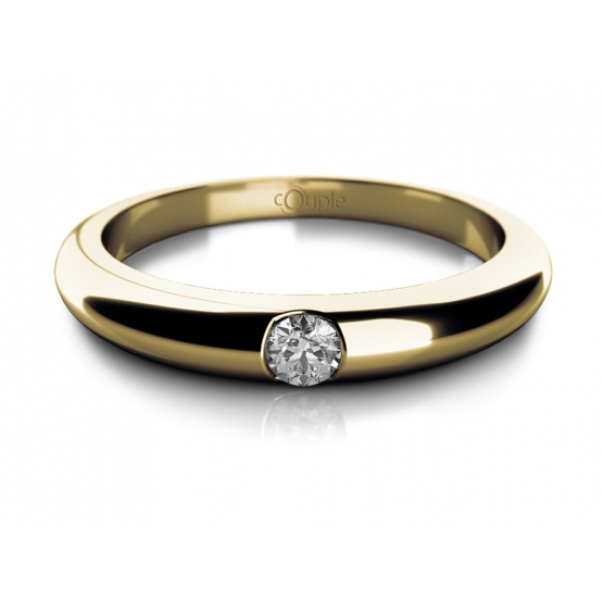 Couple, Decentní prsten Niko, žluté zlato a zirkon