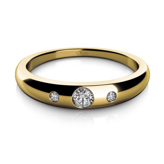 Couple, Decentní prsten Nika II ze žlutého zlata se zirkony