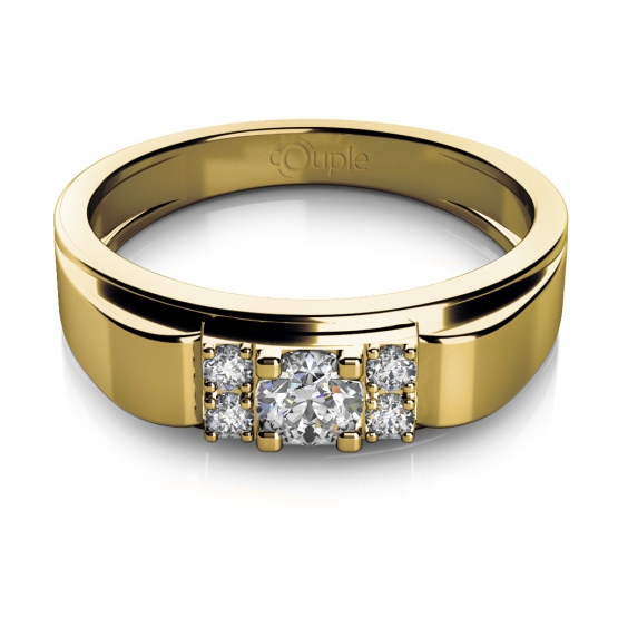 Couple, Módní prsten Tiria ve žlutém zlatě se zirkony