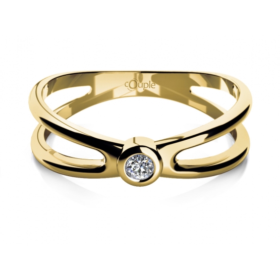 Couple, Abstraktní prsten Seline ve žlutém zlatě