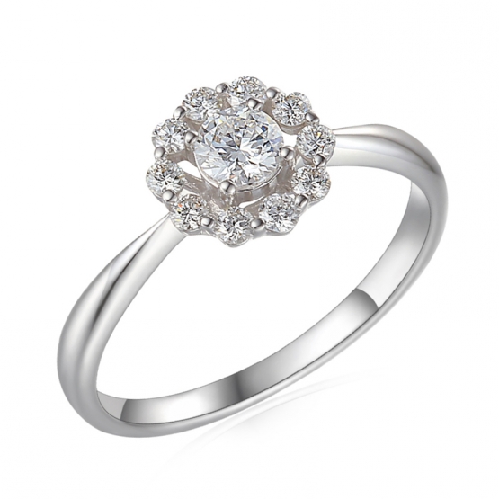 Luxusní prsten Harmonia, bílé zlato a brilianty