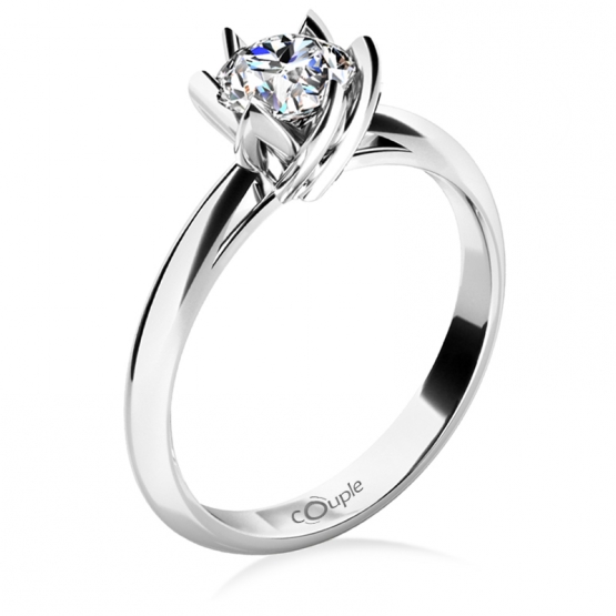 Couple, Zásnubní prsten Lucille, bílé zlato s velkým zirkonem, vel.: 58, ø18,5 mm, 6864241-0-58-1