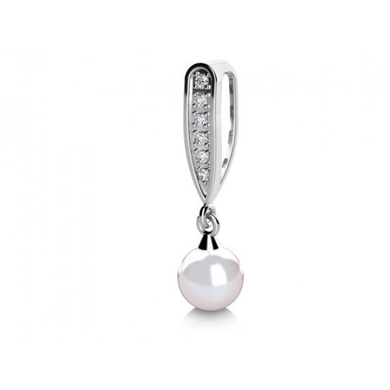 Couple, Elegantní přívěsek Julia, bílé zlato s perlou a zirkony, 4575081-0-0-91