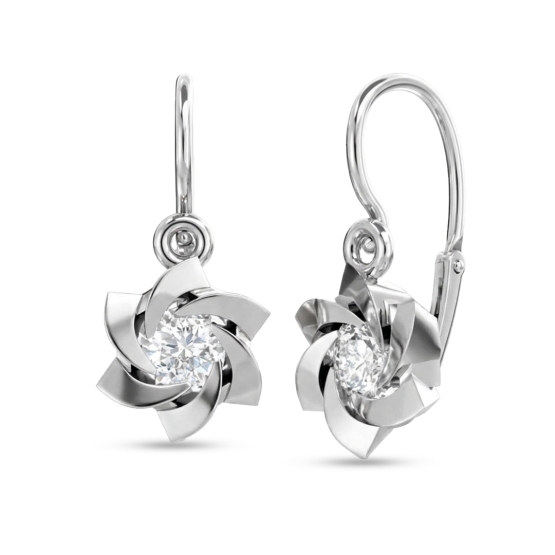 Netradiční dětské náušnice Anita, bílé zlato se zirkony