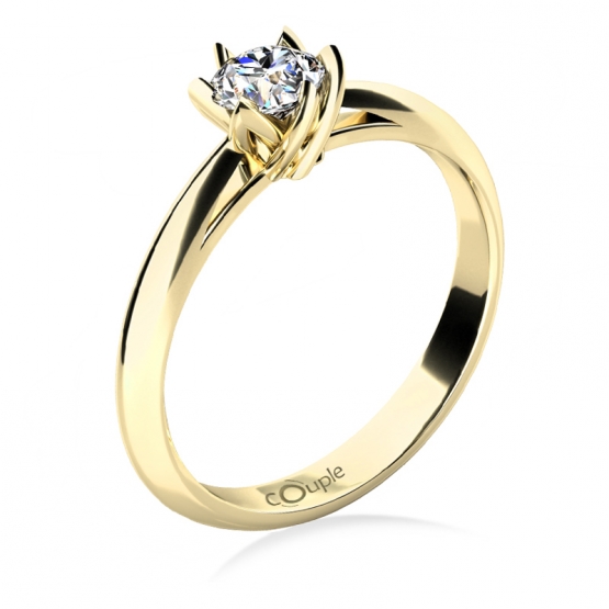 Zásnubní prsten Lucille, žluté zlato se zirkonem