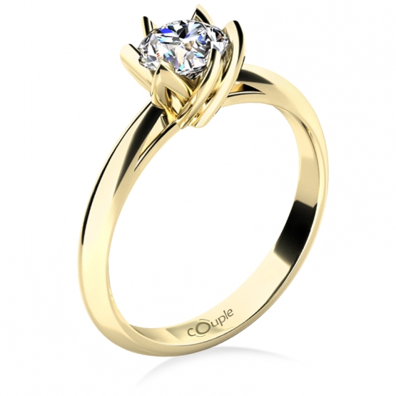 Zásnubní prsten Lucille, žluté zlato s výrazným zirkonem