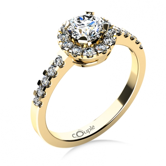 Výrazný zásnubní prsten Bella ve žlutém zlatě s brilianty