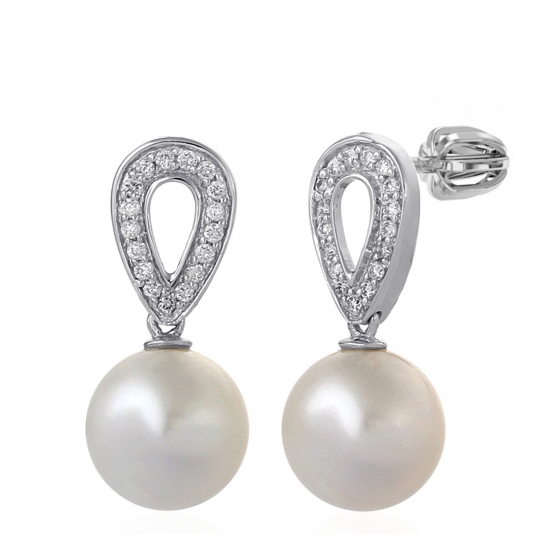 Gems, Diamantové náušnice Cordelia, bílé zlato a perly