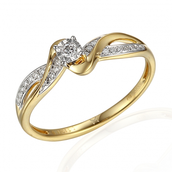 Gems, Zajímavý diamantový prsten Zaira, kombinované zlato