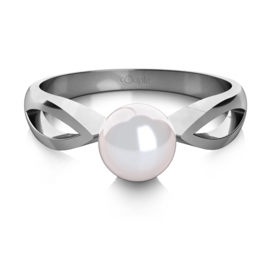 Půvabný prsten Taisa, bílé zlato a perla