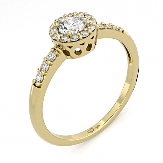 Honosný zásnubní prsten Sari, žluté zlato se zirkony