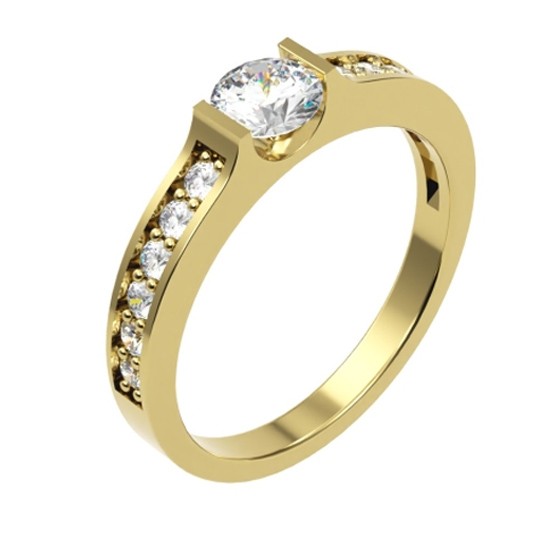 Elegantní prsten Elaris, žluté zlato se zirkony