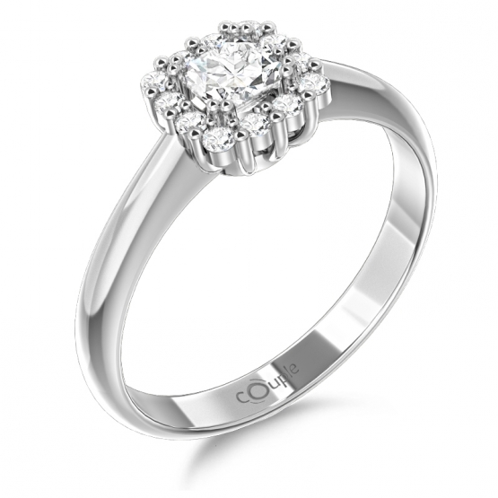 Couple, Elegantní prsten Clara, bílé zlato se zirkony