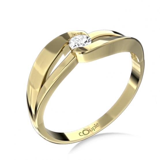 Couple, Podmanivý zásnubní prsten Rosa, žluté zlato se zirkonem