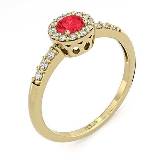 Honosný prsten Sari, žluté zlato se zirkony