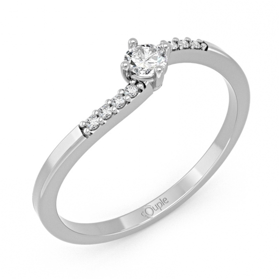 Couple, Decentní prsten Valentina, bílé zlato se zirkony, vel.: 57, ø18,1 mm, 6660304-0-57-1
