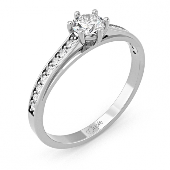 Elegantní prsten Teresa, bílé zlato se zirkony