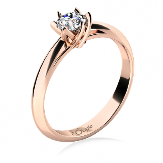 Zásnubní prsten Lucille, růžové zlato s briliantem