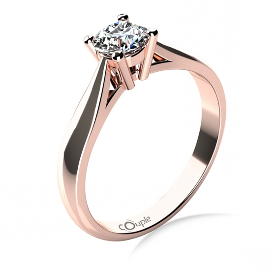 Elegantní zásnubní prsten Rose, růžové zlato a velký zirkon
