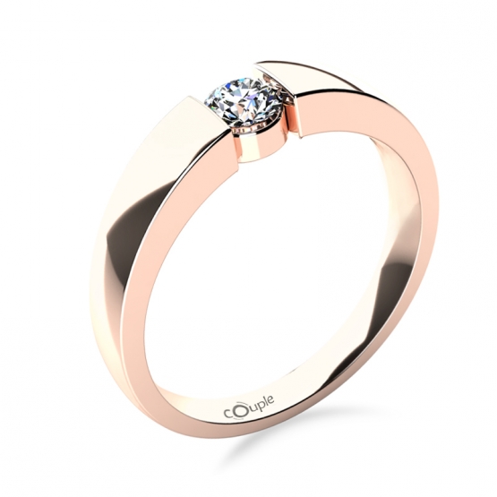Minimalistický zásnubní prsten Donna v růžovém zlatě
