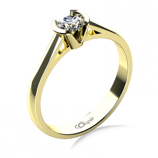 Zásnubní prsten Daria, žluté zlato s velkým briliantem