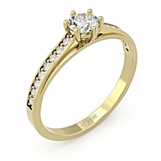 Couple, Elegantní prsten Sini, žluté zlato se zirkony