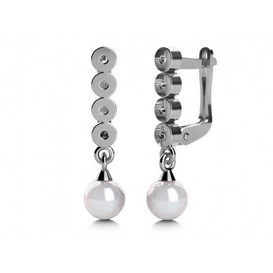 Couple, Elegantní perlové náušnice Corinne z bílého zlata, 4585064-0-0-91