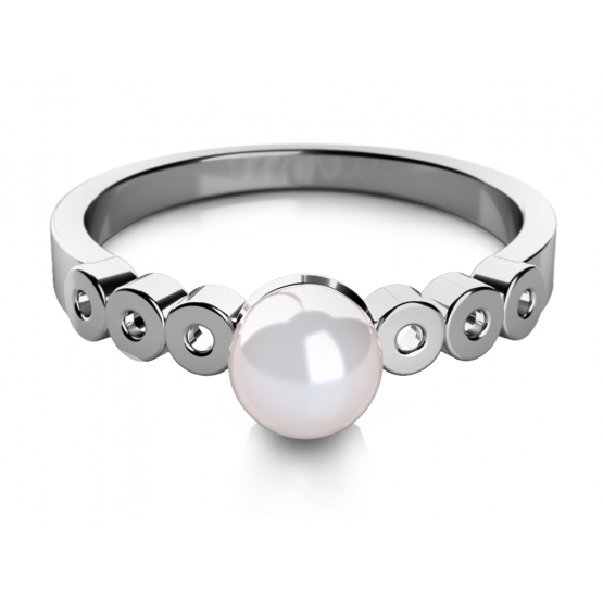 Elegantní perlový prsten Corinne z bílého zlata
