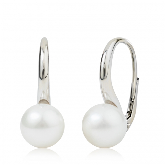 Couple, Elegantní perlové náušnice Leia v bílém zlatě