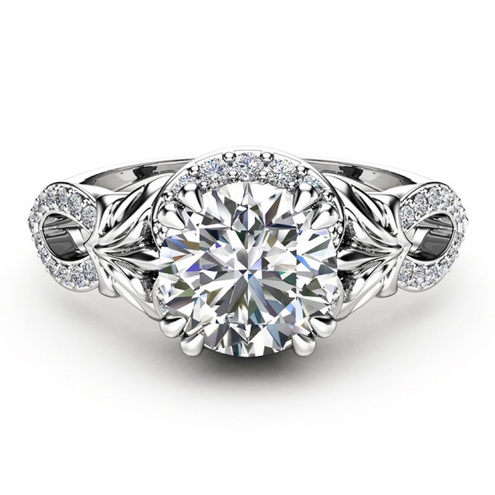 Gems, Zářivý prsten Charming, bílé zlato a brilianty