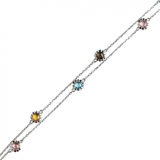 Couple, Neotřelý náramek Leslie, bílé zlato s drahokamy