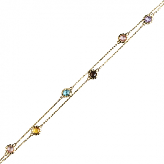 Couple, Neotřelý náramek Leslie, žluté zlato s drahokamy