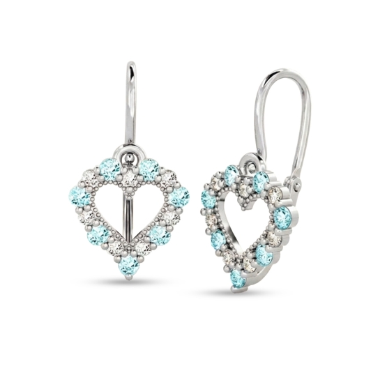 Couple, Dětské náušničky Sweetie, bílé zlato a modré zirkony