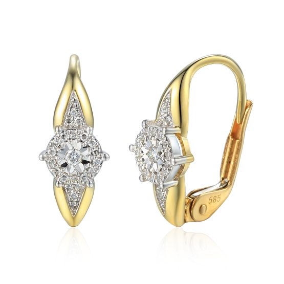 Diamantové náušnice Lumira, žluto bílé zlato s brilianty