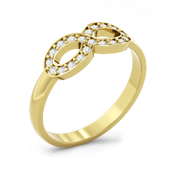 Zlatý prsten Forever, žluté zlato se zirkony