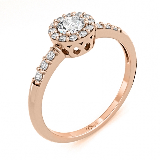Couple, Honosný zásnubní prsten Sari, růžové zlato se zirkony