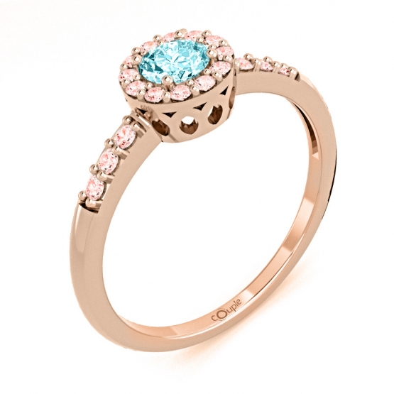 Couple, Honosný prsten Sari, růžové zlato se zirkony