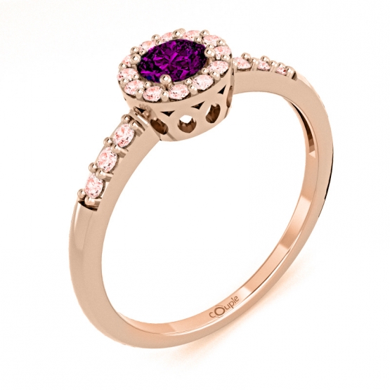 Couple, Honosný prsten Sari, růžové zlato se zirkony