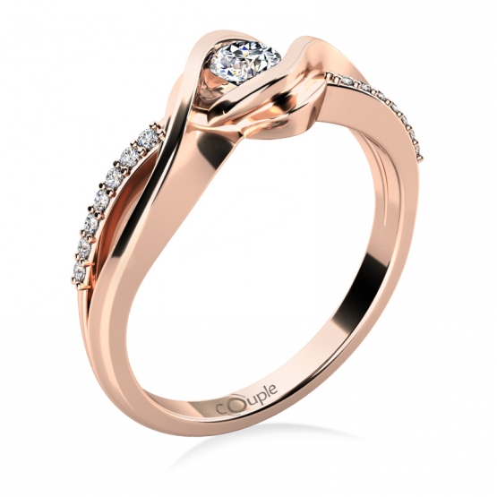 Couple, Luxusní zásnubní prsten Moniq, růžové zlato a zirkony