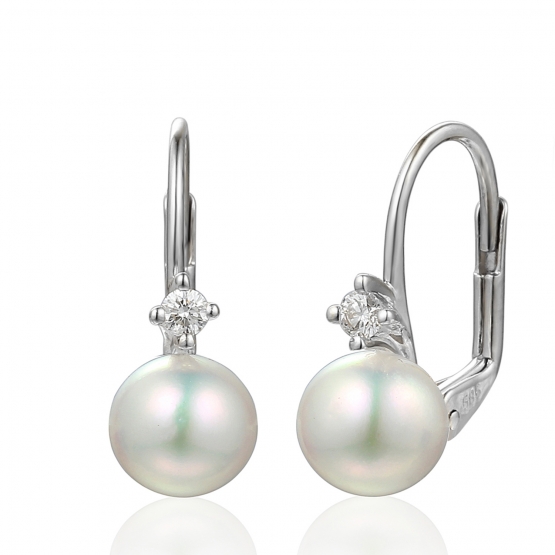 Perlové náušnice Morgan, bílé zlato a bílá perla