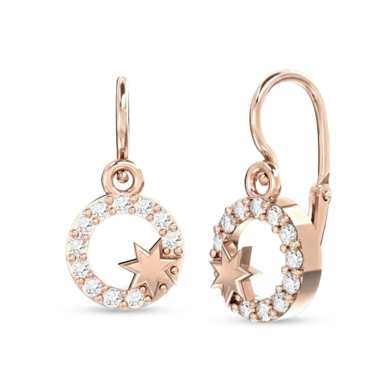 Couple, Hvězdné dětské náušnice Evie v růžovém zlatě se zirkony